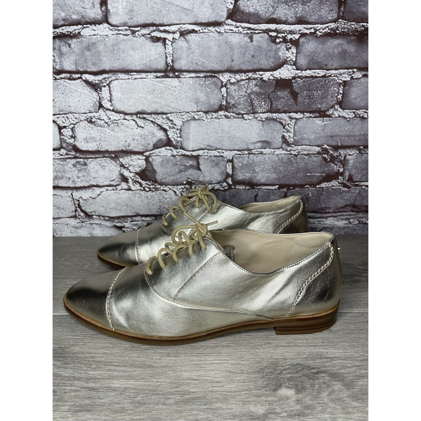 Cole Haan COLE HAAN Go To Collection Arden Gold Metallic Leather Oxfor Size US 10 / IT 40 - 1 Thumbnail