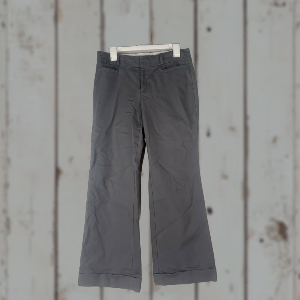 Banana Republic Banana Republic Women's Wide Leg Cuffed Dress Pants Size 8P Gray Cotton Spandex Business Casual Size 30" / US 8 / IT 44 - 1 Thumbnail
