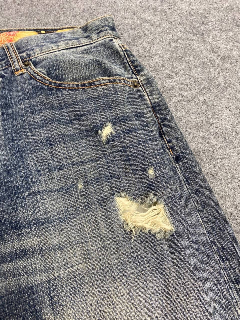 Japanese Brand japanese brand floral design trim distressed denim Size US 30 / EU 46 - 10 Thumbnail