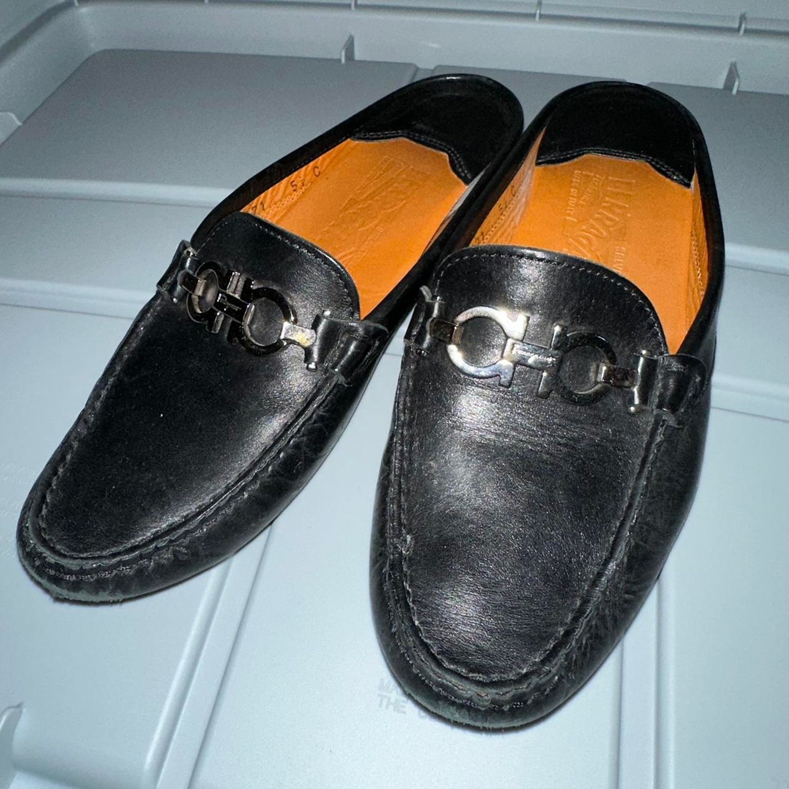 Designer × Salvatore Ferragamo Salvatore Ferragamo Leather Gancini Driving Mules size 5.5 Size US 5.5 / IT 35.5 - 1 Thumbnail