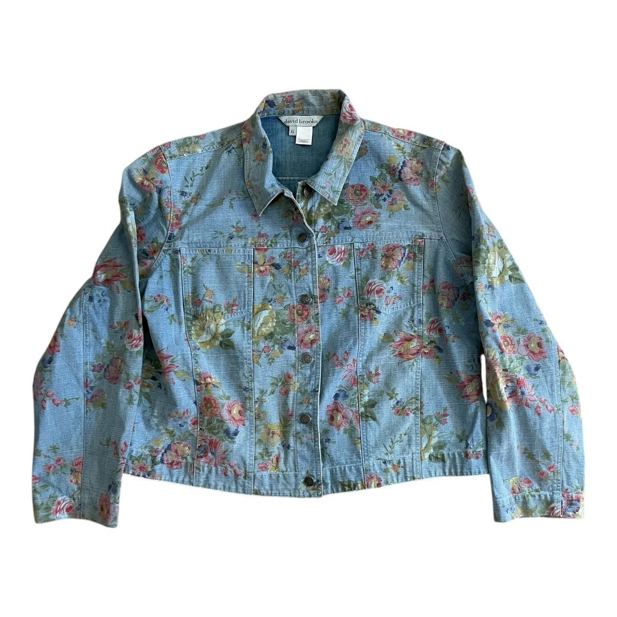Other Vintage David Brooks Women's Floral Blue Denim Jacket Sz XL Size XL / US 12-14 / IT 48-50 - 5 Thumbnail