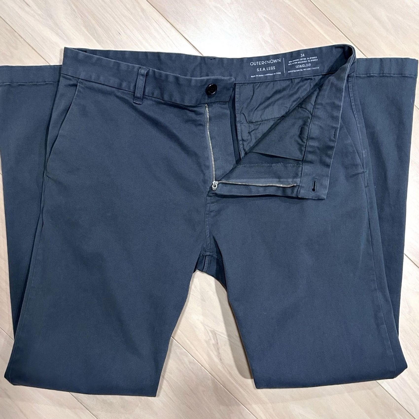 Outerknown Outerknown SEA Legs Chino Pants Distressed Men’s 34x30 Dark Gray Solid Regular Straight Pocket Logo Cotton Blend Knit Stretch Men 34x30 1010s Size US 34 / EU 50 - 5 Thumbnail
