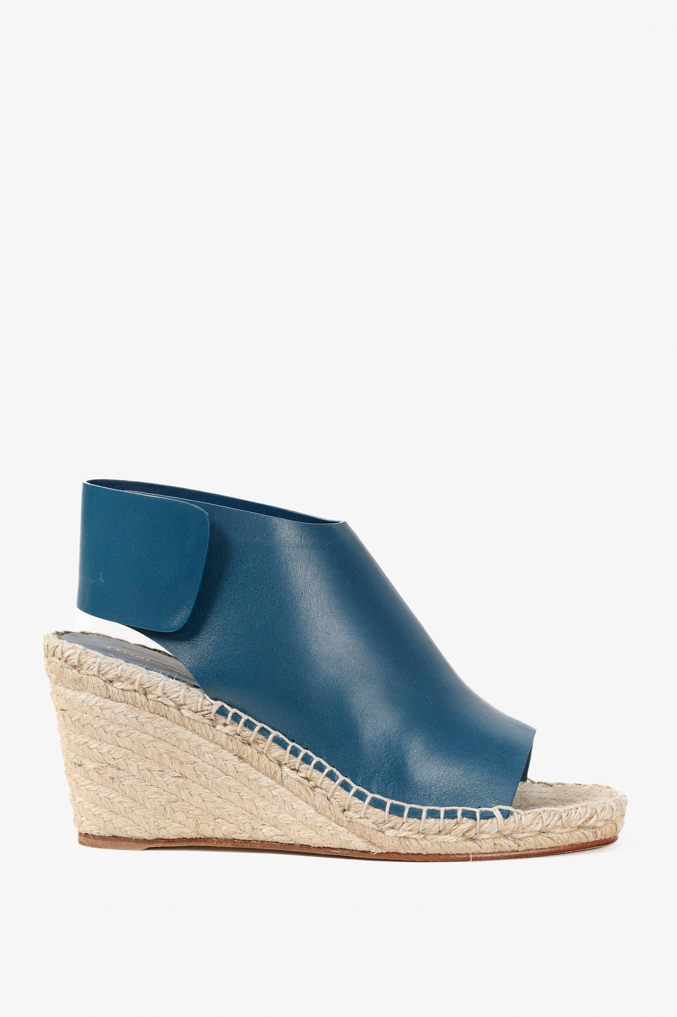 Celine Celine Blue Leather Wedge Espadrilles Size US 7.5 / IT 37.5 - 1 Thumbnail