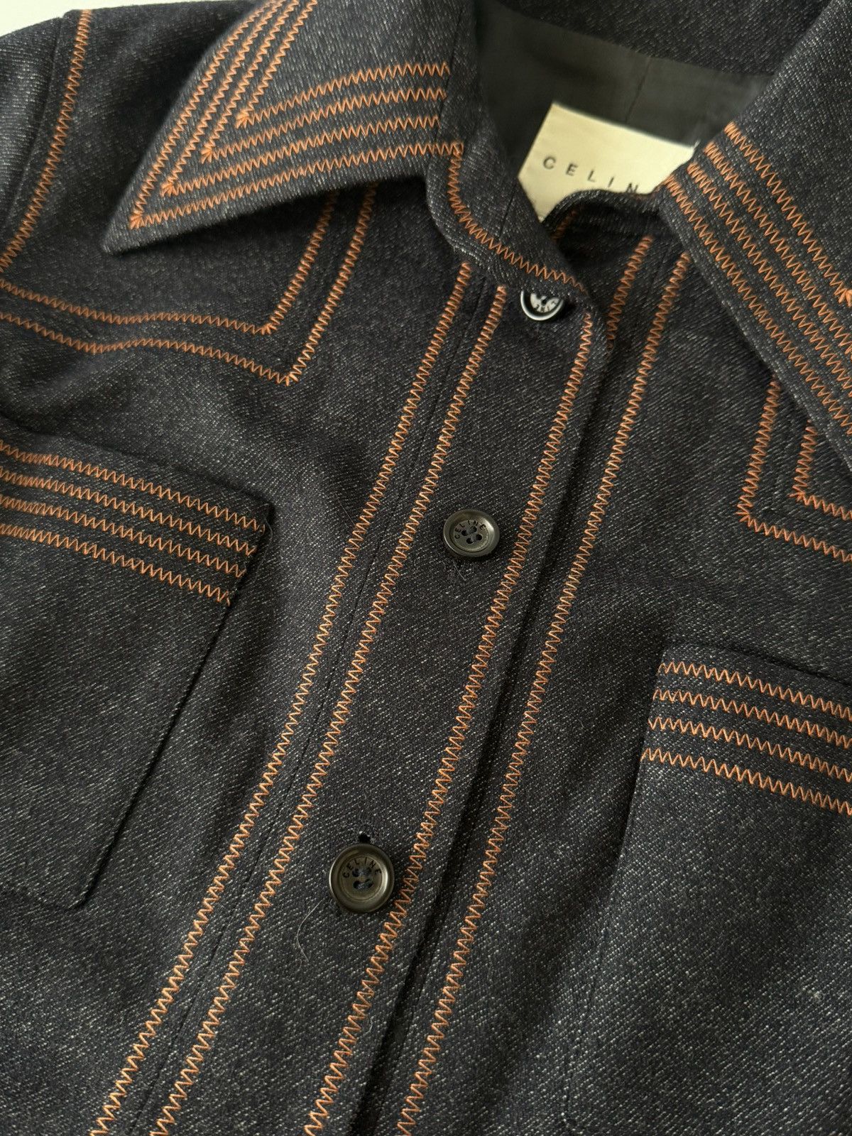 Celine 1990’s Celine Long Sleeved Charcoal Denim Maxi Shirt Dress Size XS / US 0-2 / IT 36-38 - 5 Thumbnail