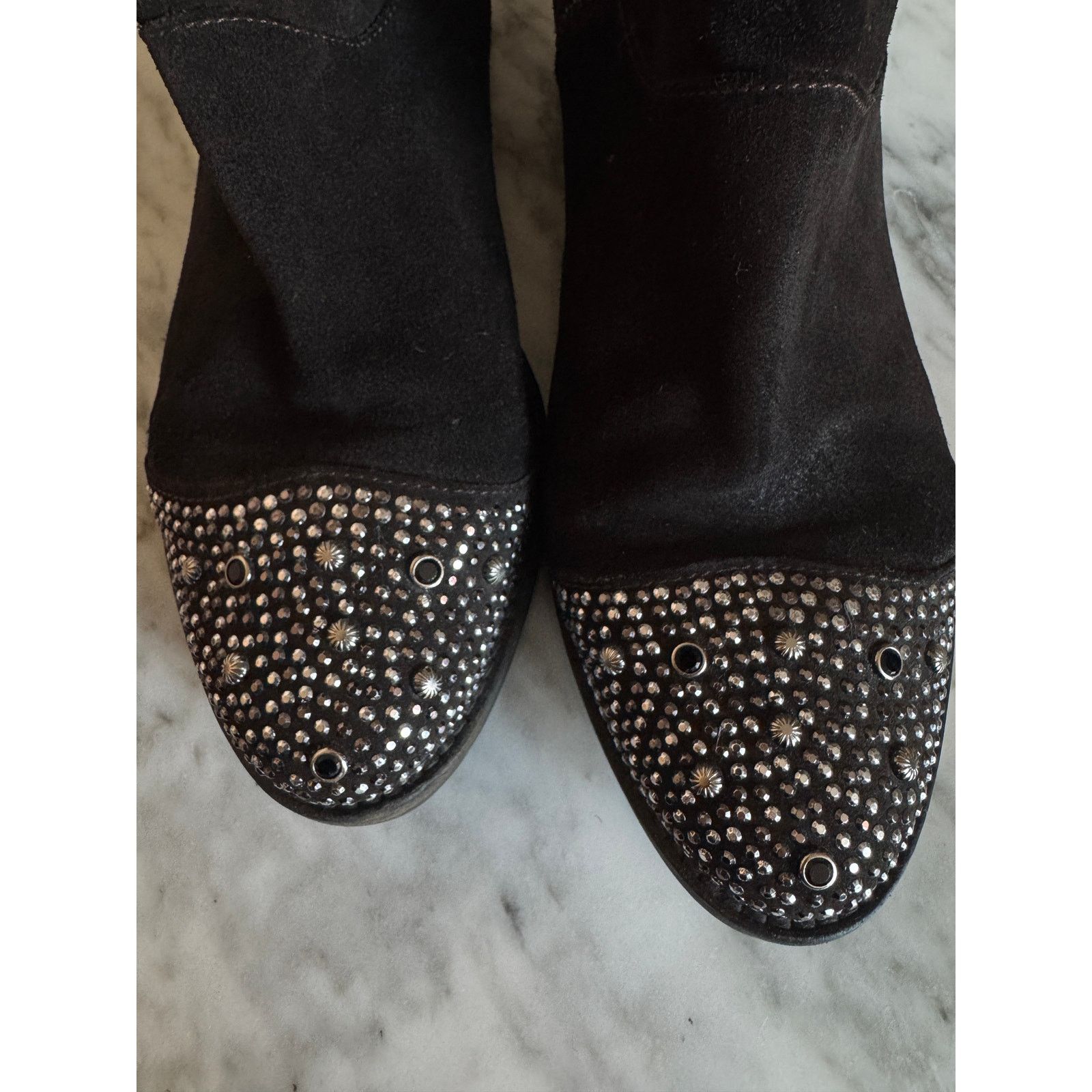 Other The Shoe Box Studded Cap Toe Zip Back Suede Ankle Boots Size US 8 / IT 38 - 2 Thumbnail