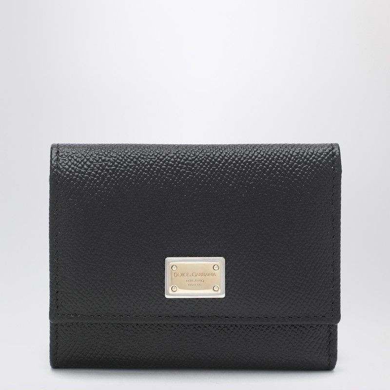 Dolce & Gabbana Dolce&Gabbana Black Dauphine Leather Wallet With Logo Plaque Size ONE SIZE - 1 Thumbnail