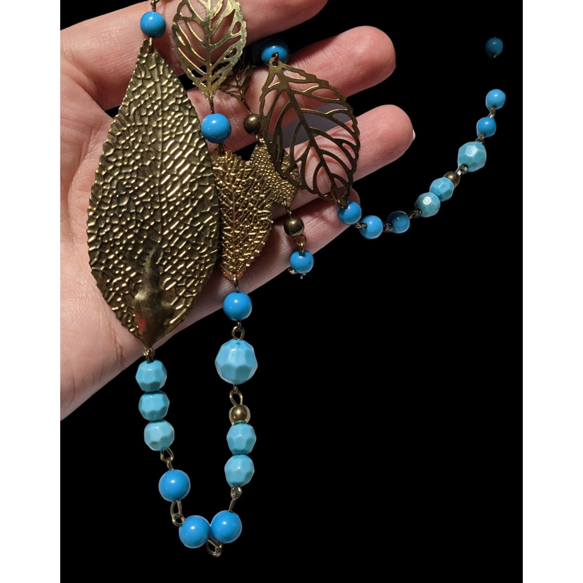 Other Blue And Gold Bohemian Beaded Feather Necklace Size ONE SIZE - 3 Thumbnail