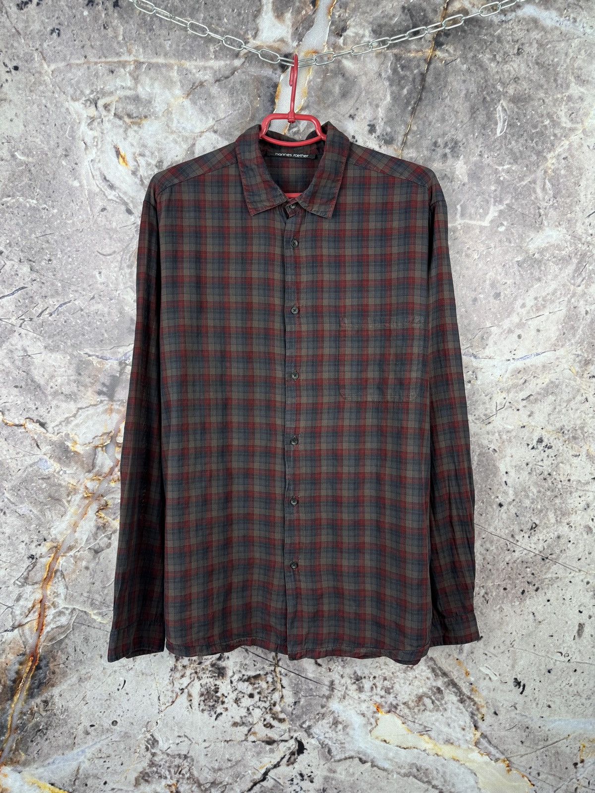 hannes roether Hannes Roether Plaid Button Up Shirt Red Grey Long Sleeve Size US XXL / EU 58 / 5 - 1 Thumbnail