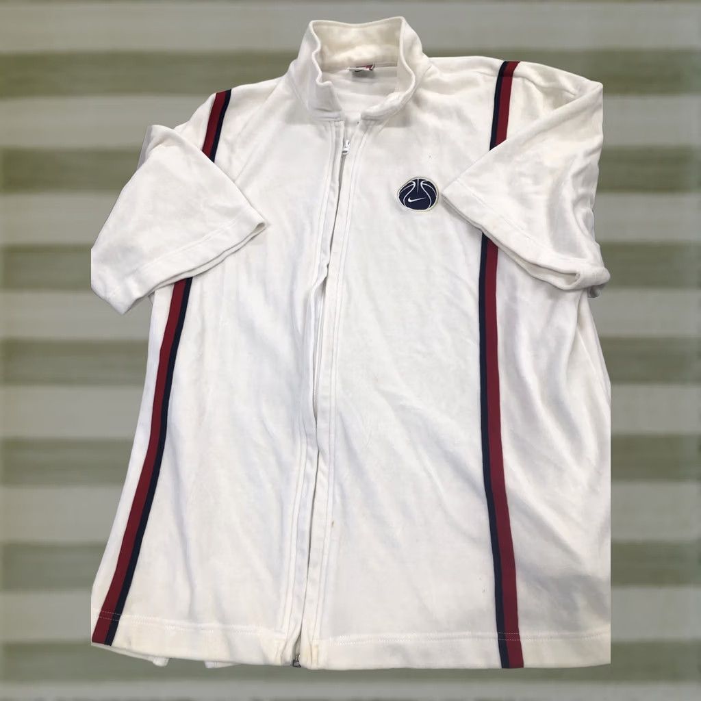 Nike VINTAGE Nike Jacket Shirt Mens XL White Velour Short Sleeve Warmup 90s Classic Throwback Track Size US XL / EU 56 / 4 - 1 Thumbnail
