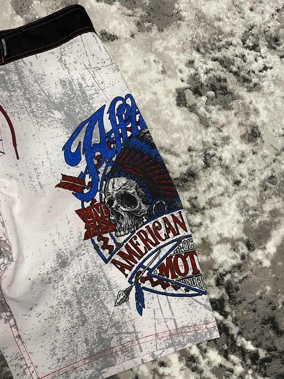 Affliction × Japanese Brand Rare Affliction Skull Y2K Shorts Boardshorts Size US 32 / EU 48 - 5 Thumbnail