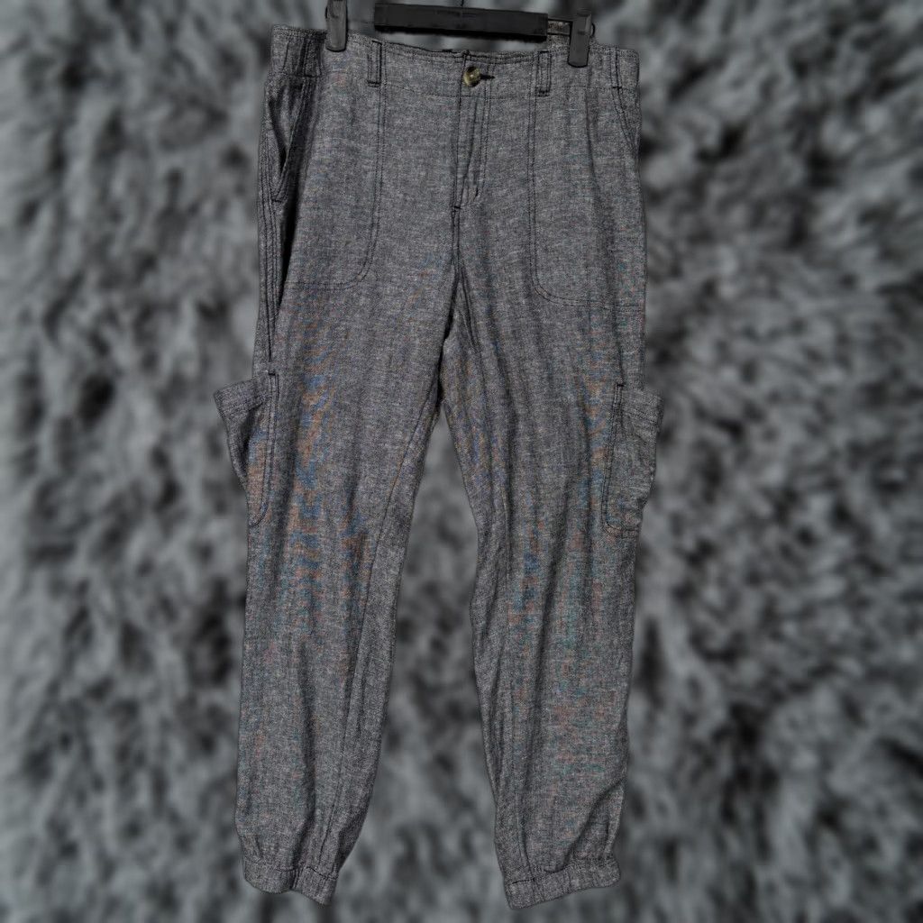 Vintage Sonoma Cargo Pants Womens Size 10 Gray Jogger Linen Blend Lagenlook Utility Pants Size 32" / US 10 / IT 46 - 1 Thumbnail