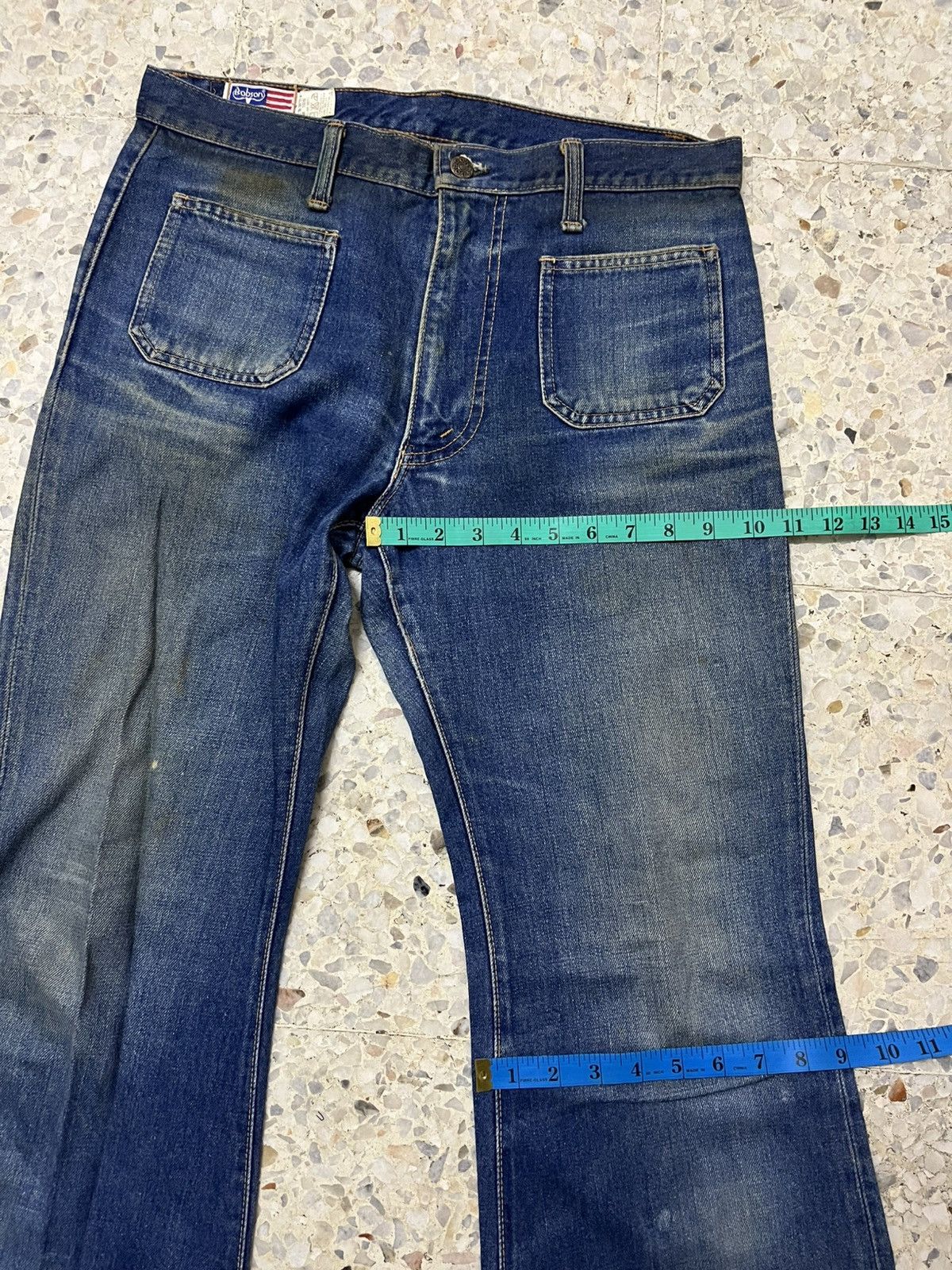 Vintage Bobson Made in Japan 70s Bell Bottom Jeans Scovill Hardware Size US 33 - 15 Thumbnail