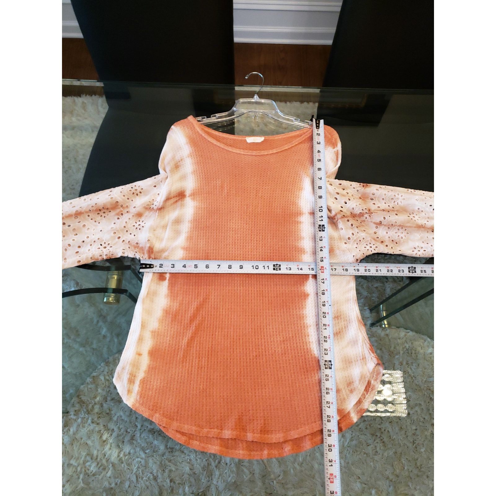 The Unbranded Brand Chrysanthemum Top Women Small Peach Waffle Knit Eyelet Size S / US 4 / IT 40 - 11 Thumbnail