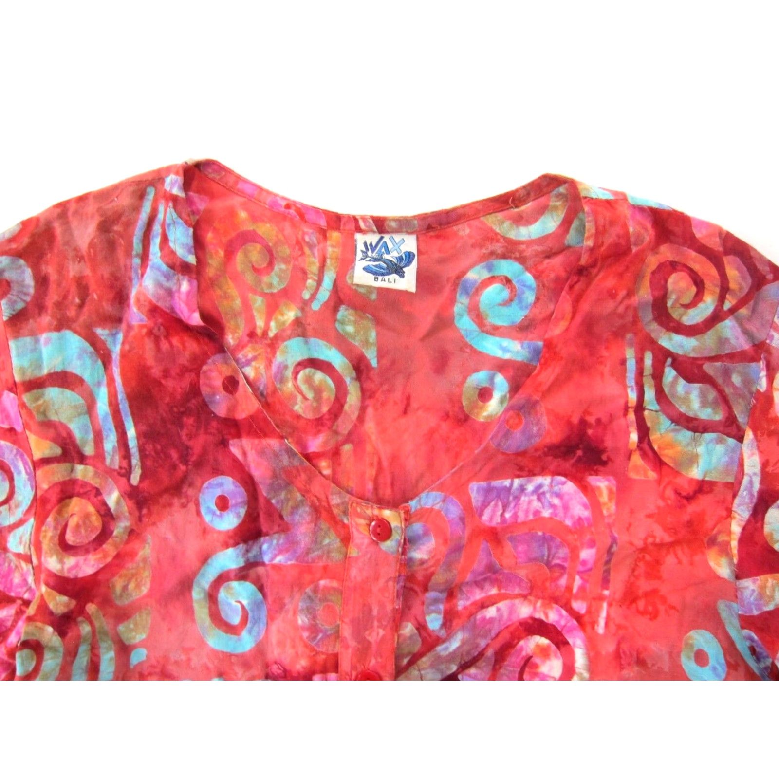 Vintage Vintage Wax Bali Dress Tunic Smock 100% Rayon Pink Blue Tie Dye Short Sleeve M Womens Size 32" / US 10 / IT 46 - 4 Thumbnail