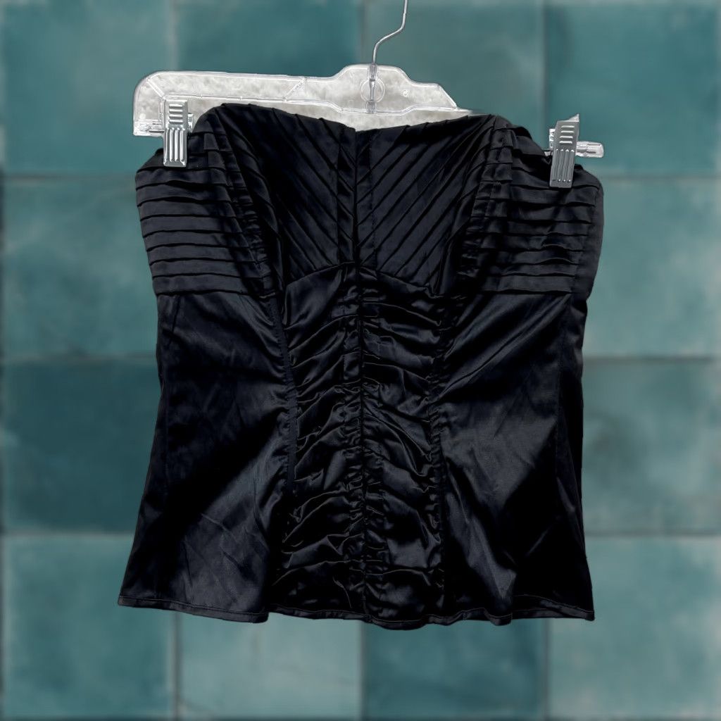 Vintage VINTAGE Y2K Corset Bustier Top Black Satin Small Goth Whimsigoth Boho Fairy Charlotte Russe Shirt Womens Size S / US 4 / IT 40 - 1 Thumbnail