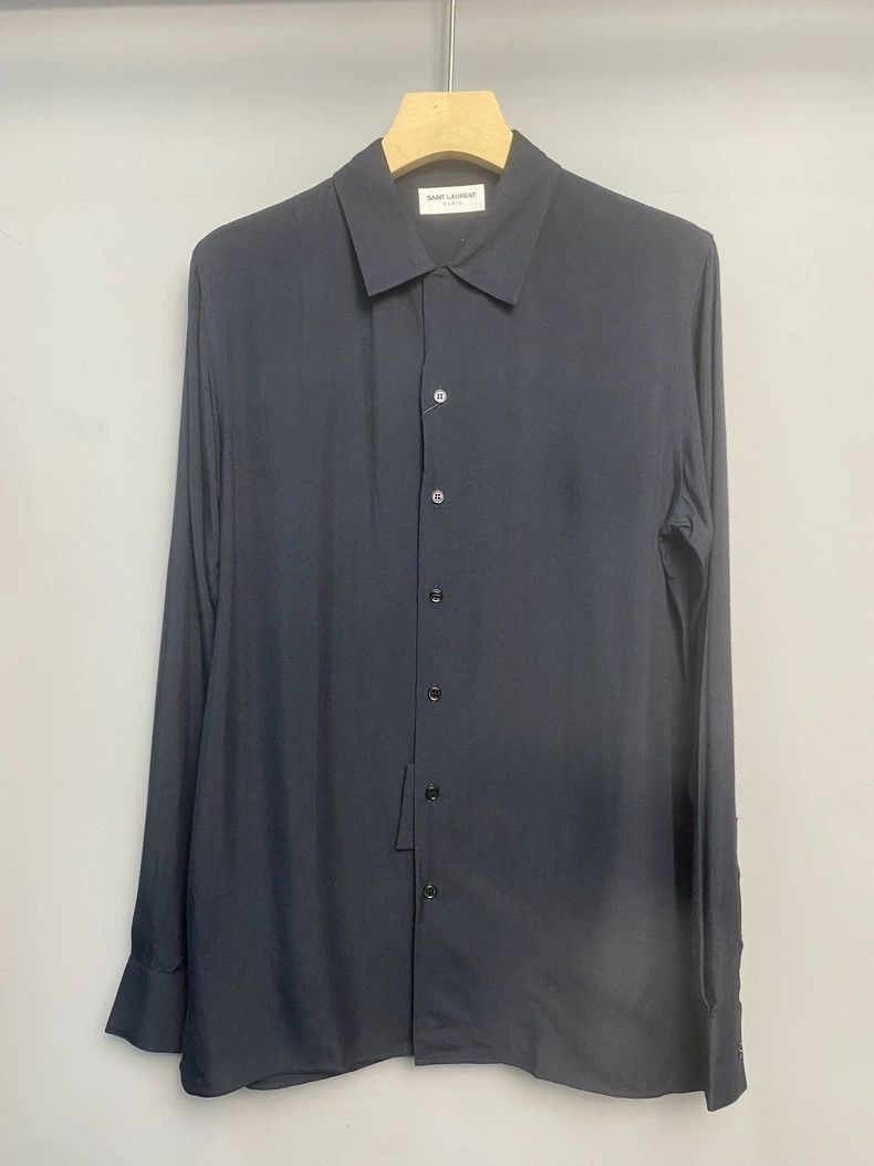 Saint Laurent Paris Saint Laurent Black Silk Long Sleeve Shirt Size US M / EU 48-50 / 2 - 1 Thumbnail
