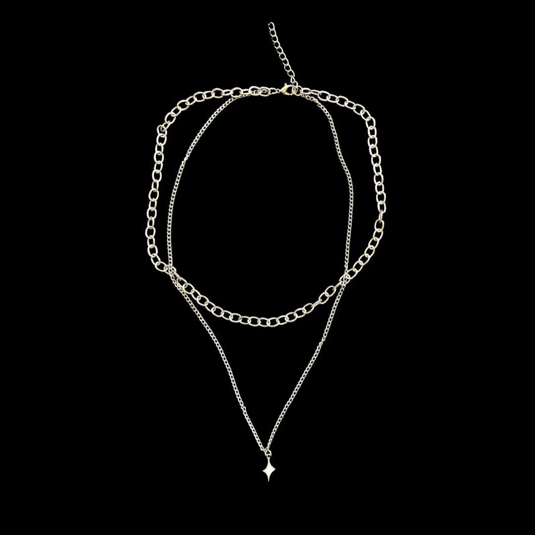 Jewelry Star Chain Necklace Punk Gothic Chrome Rock Size ONE SIZE - 2 Thumbnail