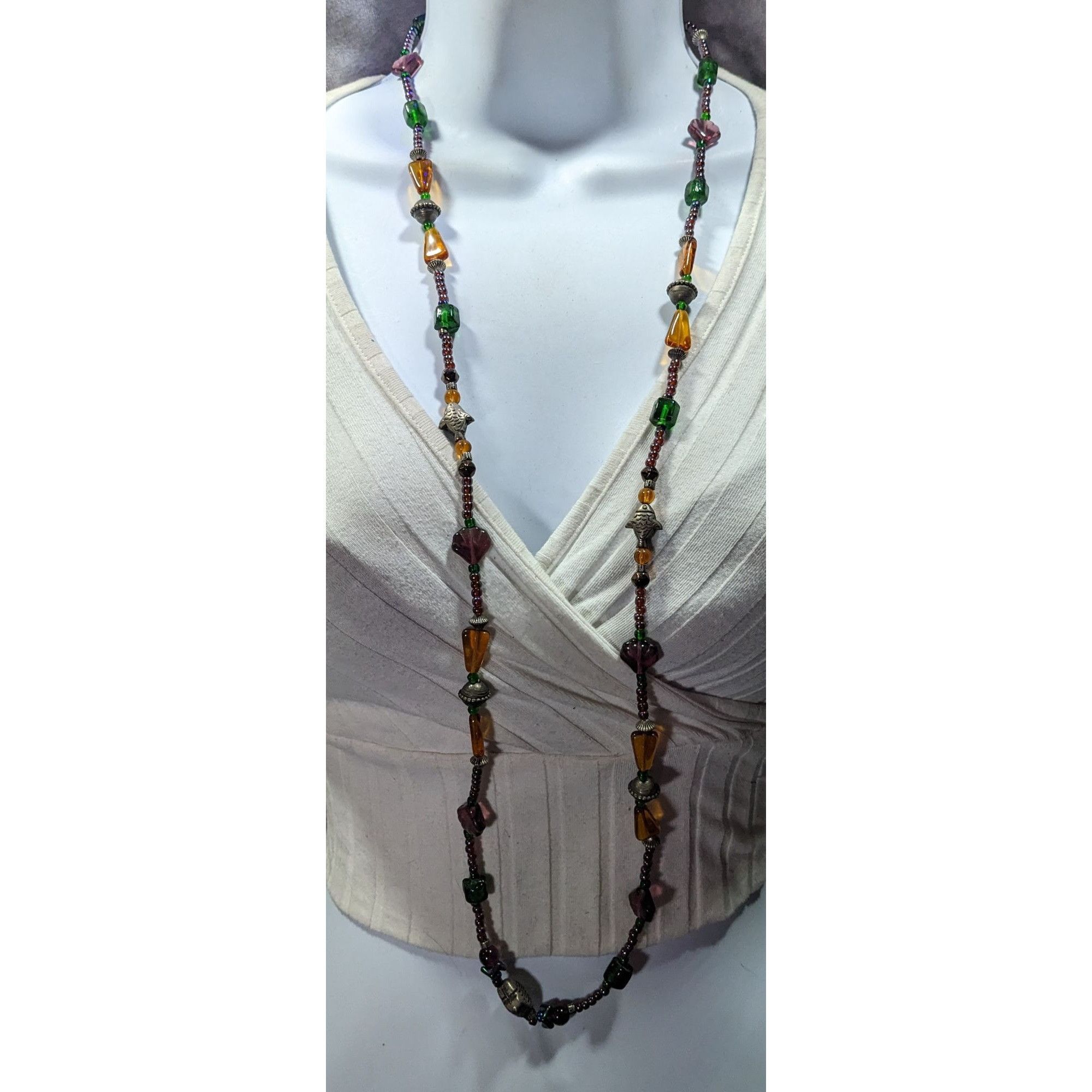Other Handmade Glass Beaded Fish Charm Necklace Size ONE SIZE - 2 Thumbnail