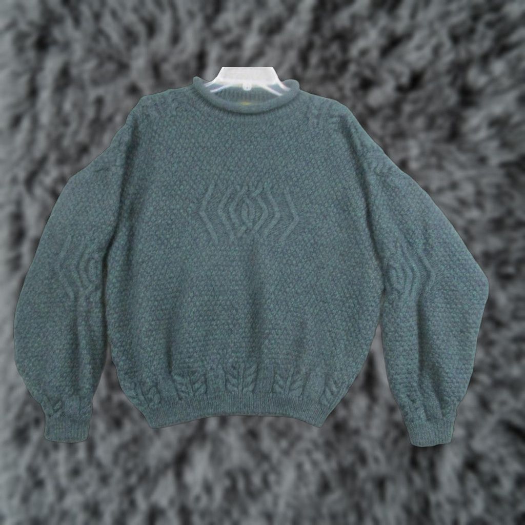 Vintage VINTAGE Doogan Donegal Sweater Mens Large Green Wool Aran Cable Knit Crewneck Ireland Size US L / EU 52-54 / 3 - 1 Thumbnail