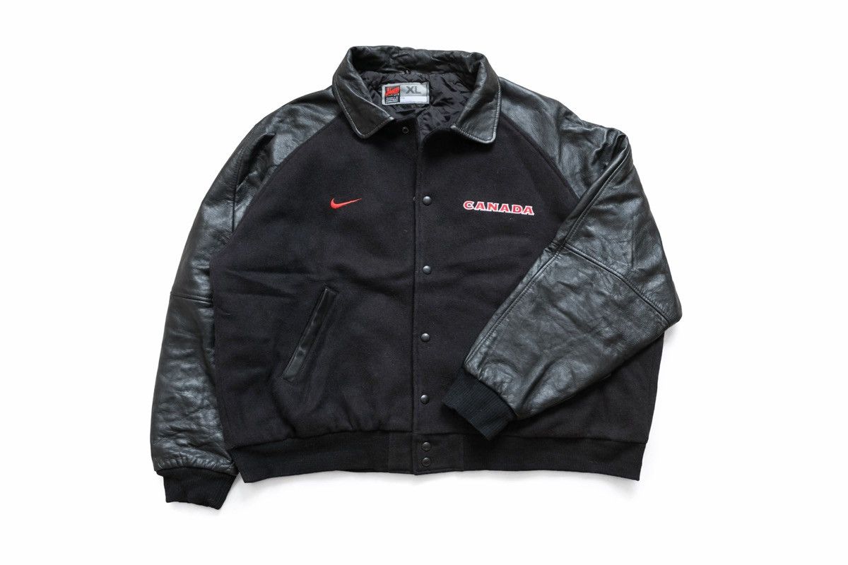 Nike Vintage Nike Team Canada Leather Varsity Jacket XL Size US XL / EU 56 / 4 - 3 Thumbnail