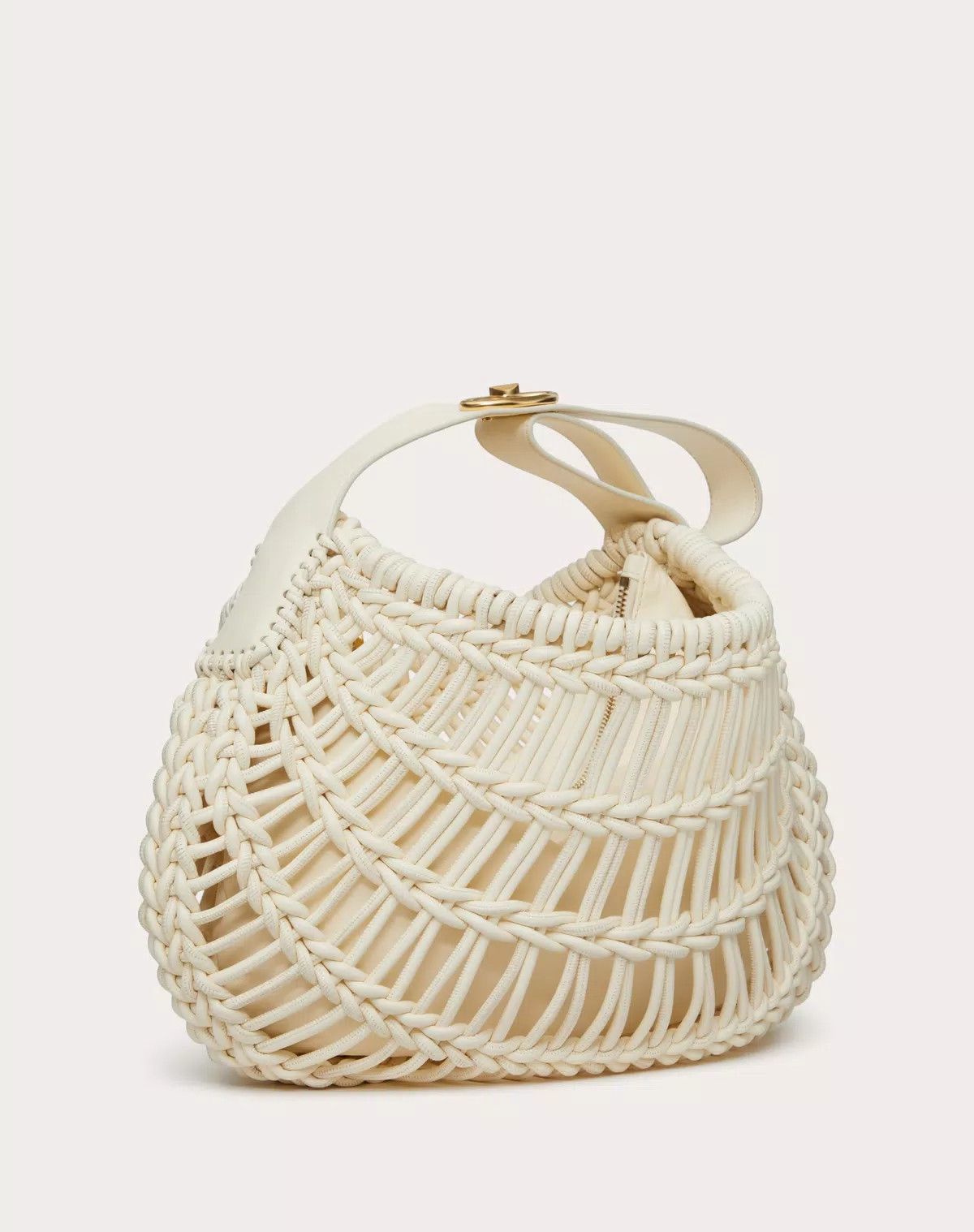 Valentino oc11z0725 Size:OS/Allknots Woven Leather Hobo Bag in White Size ONE SIZE - 2 Thumbnail
