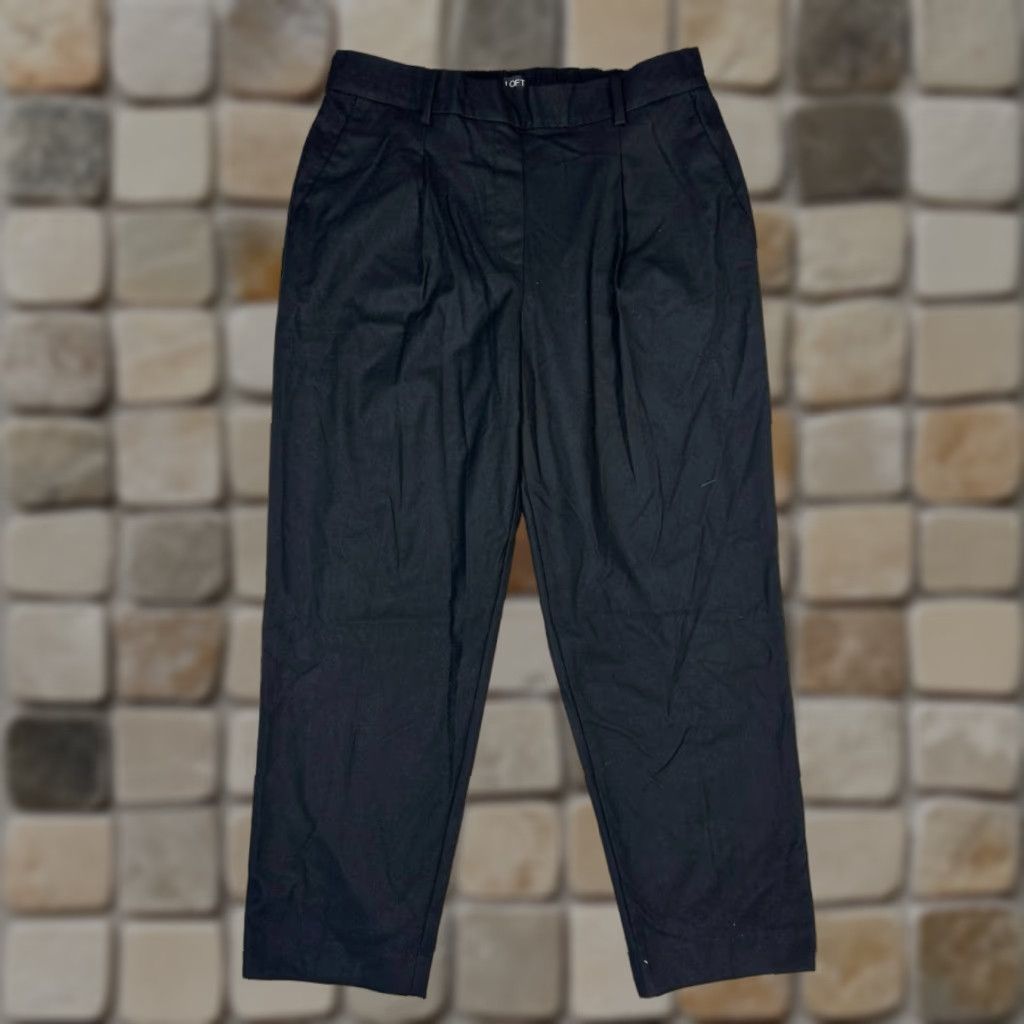 Loft Loft Pull On Tapered Leg Pants Womens Large Black Stretch High Rise Casual New Size 36" / US 14 / IT 50 - 1 Thumbnail