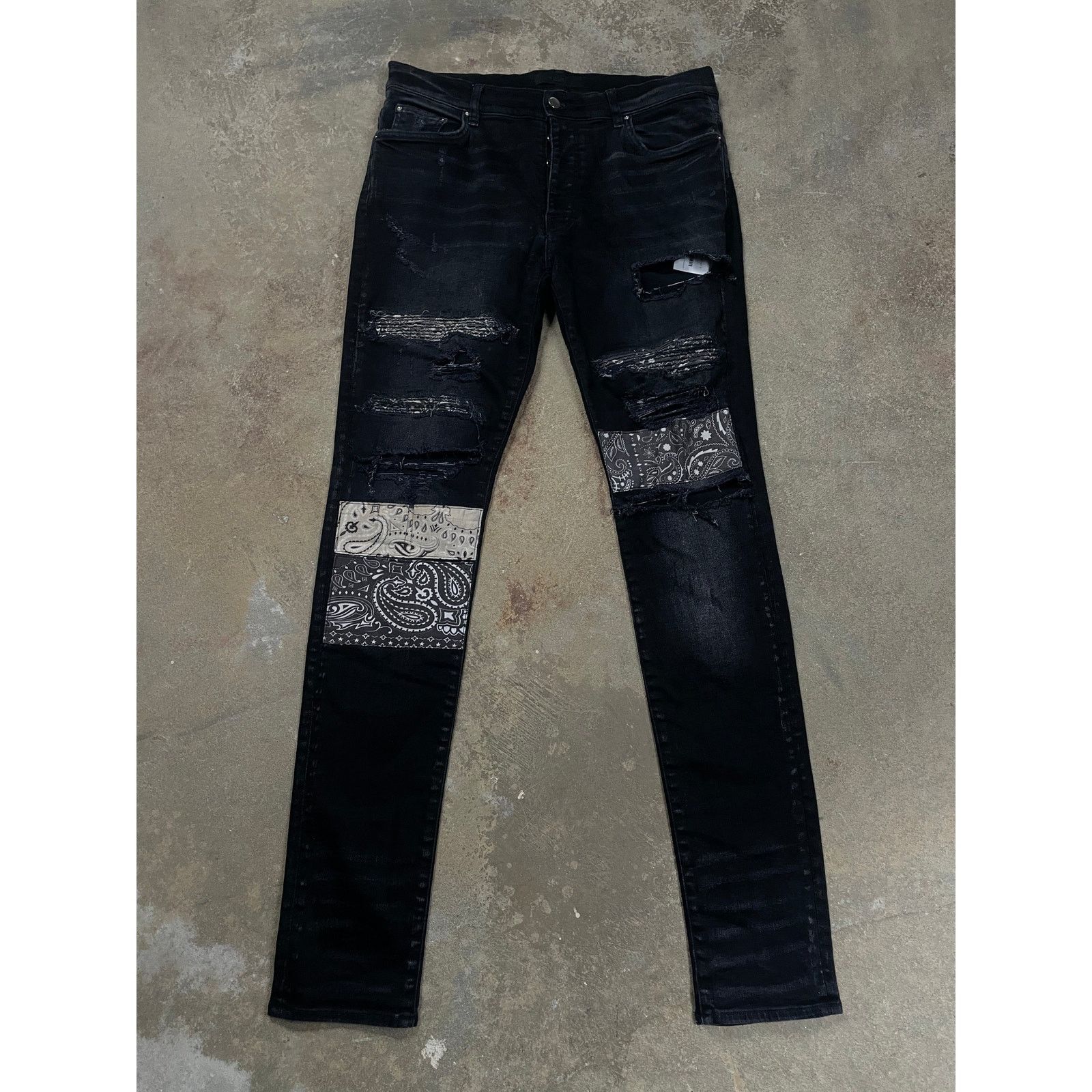Amiri Amiri Jeans Black Paisley Patchwork Used 32 Size US 32 / EU 48 - 1 Thumbnail
