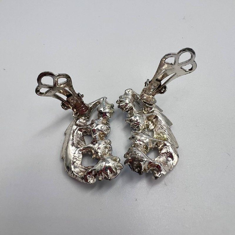 Vintage Vintage Clip On Earrings | Blue Aurora Borealis Rhinestones Size ONE SIZE - 8 Thumbnail