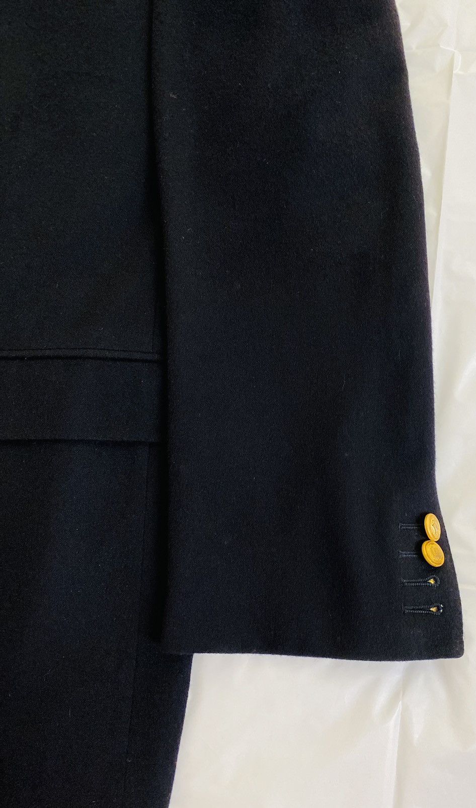 Alfred Dunhill Dunhill x Zegna 🇮🇹 Navy Cashmere Felt Brass Button Blazer 46L Size 46L - 7 Thumbnail
