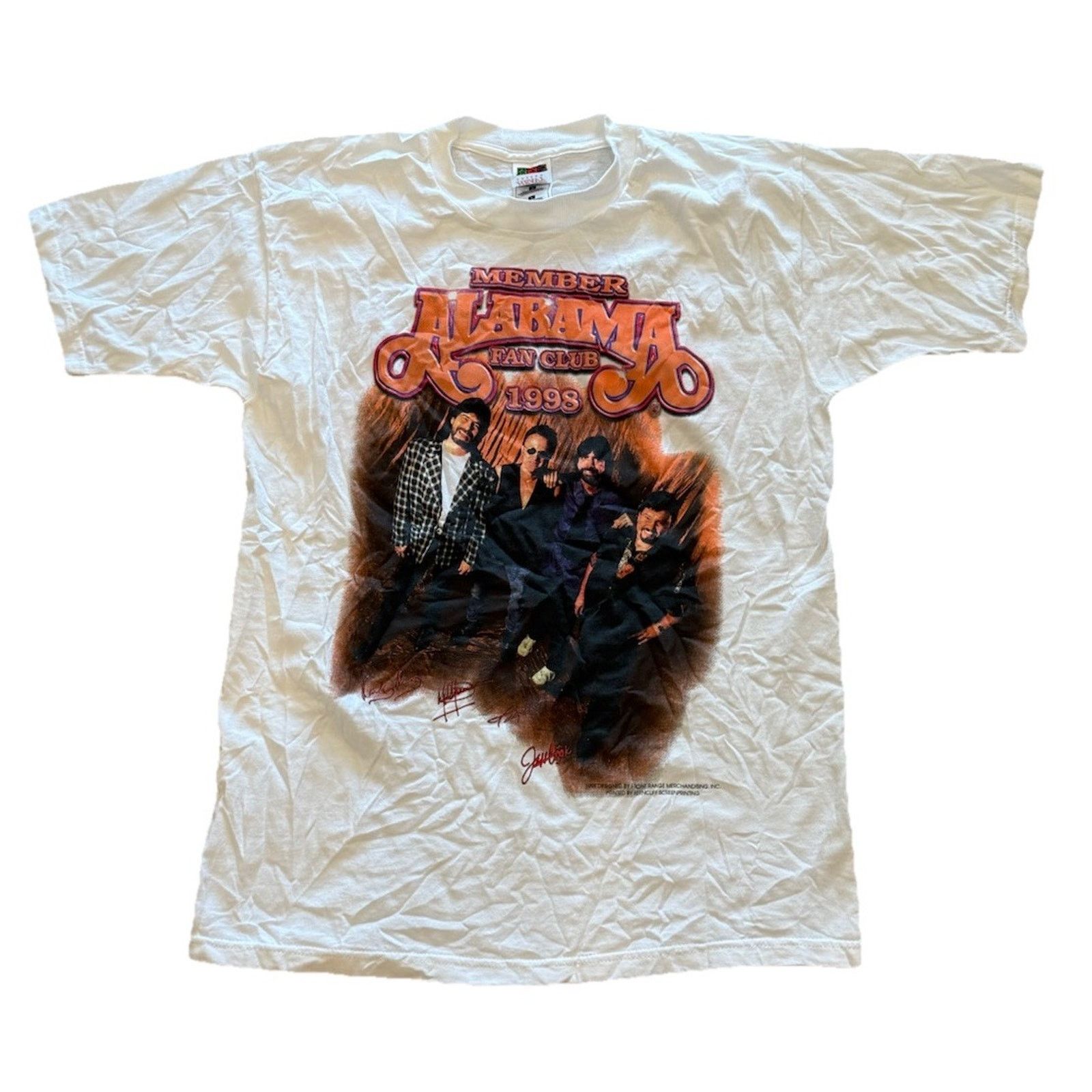 Fruit Of The Loom Vintage Alabama Fan Club 1998 Tour White Graphic Concert Tee Size US L / EU 52-54 / 3 - 3 Thumbnail