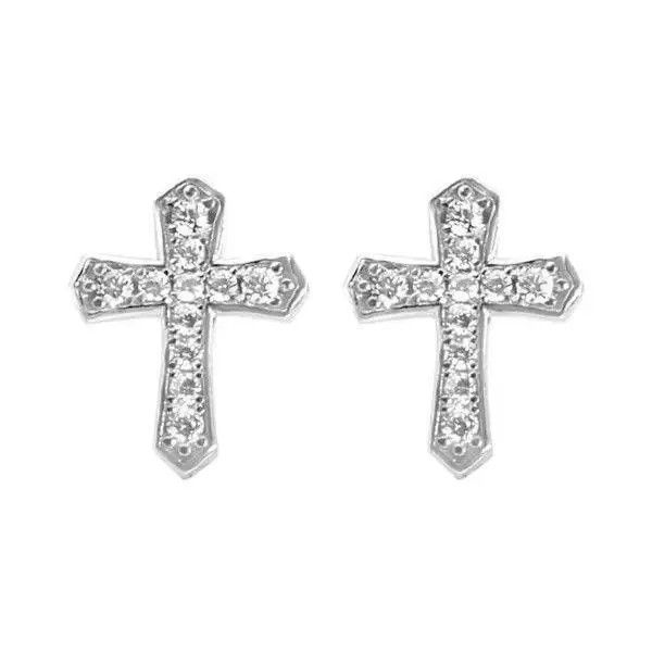 Jewelry 925 Silver Plated Cross Stud Earrings for Men Women Size ONE SIZE - 8 Thumbnail