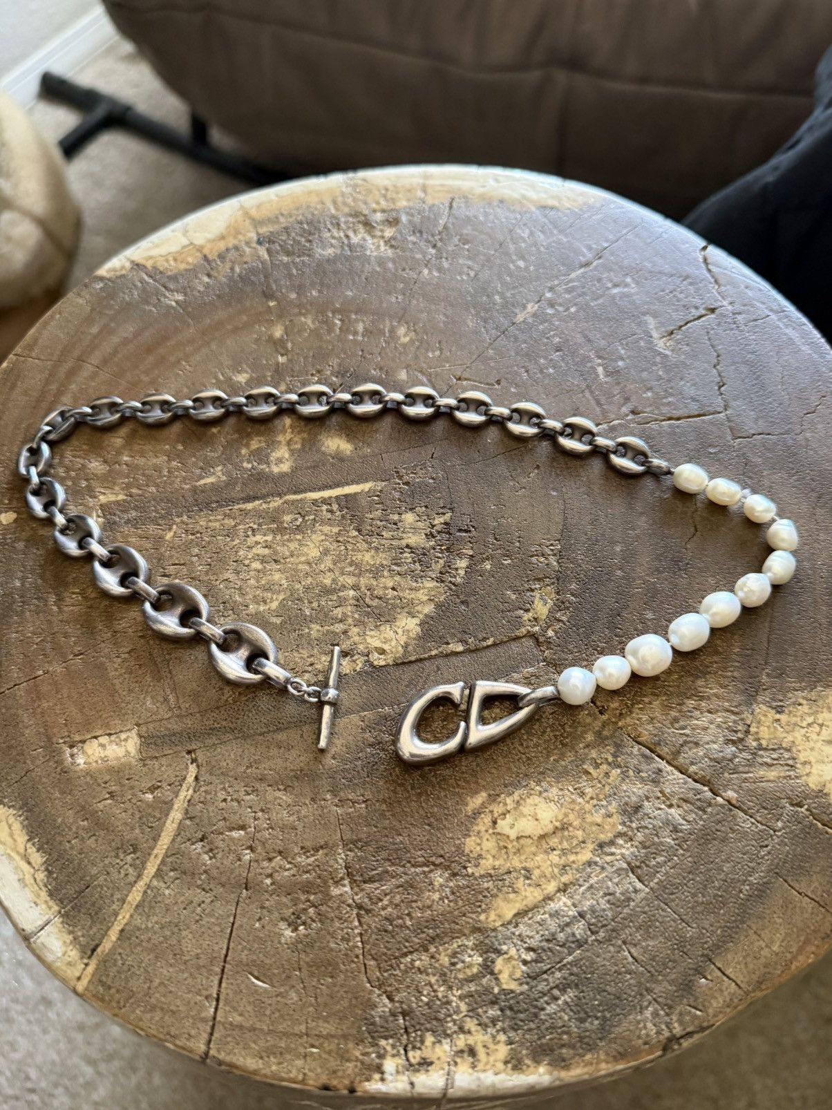 Dior Dior Pearl and Anchor Link Choker Necklace Size ONE SIZE - 1 Thumbnail