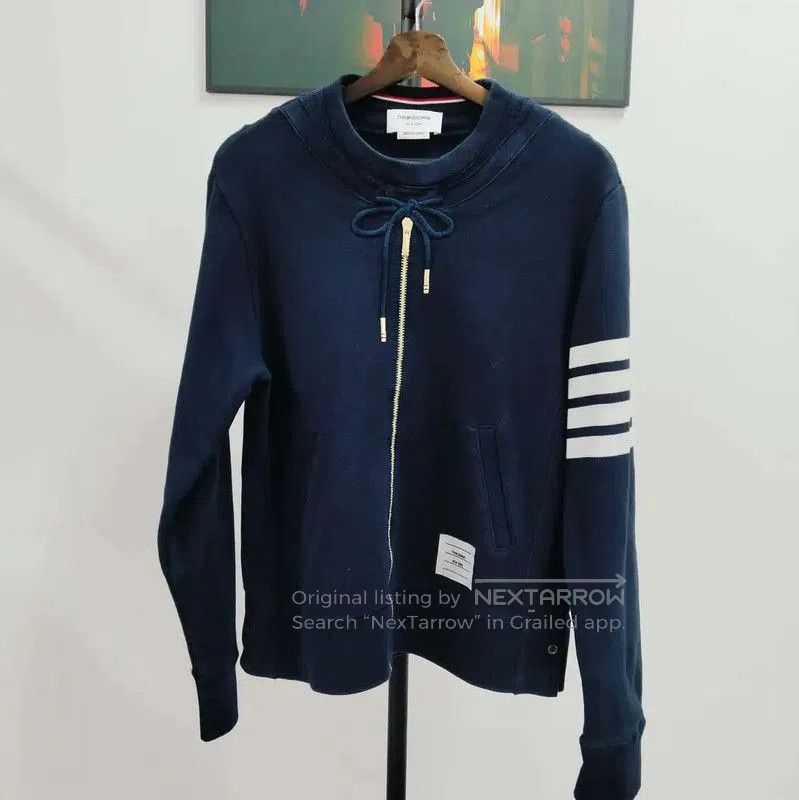 Thom Browne Navy Cotton Long Sleeve Hoodie .