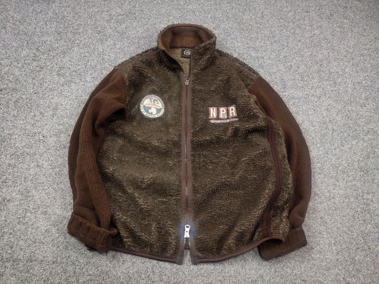 Napapijri Vintage Napapijri Sherpa Fleece Knit Sleeves Zip Pullover Size US M / EU 48-50 / 2 - 2 Thumbnail
