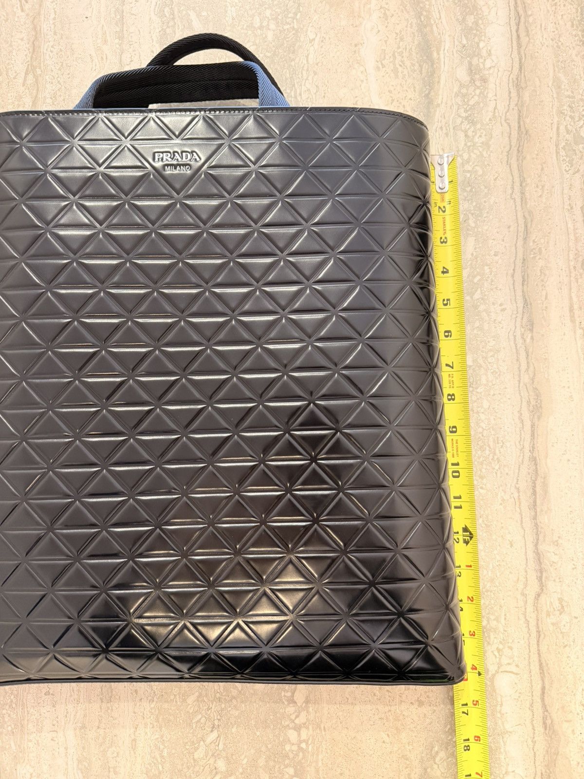 Prada PRADA Tote Bag Water Bottle Leather Black Triangle Pattern Size ONE SIZE - 20 Thumbnail