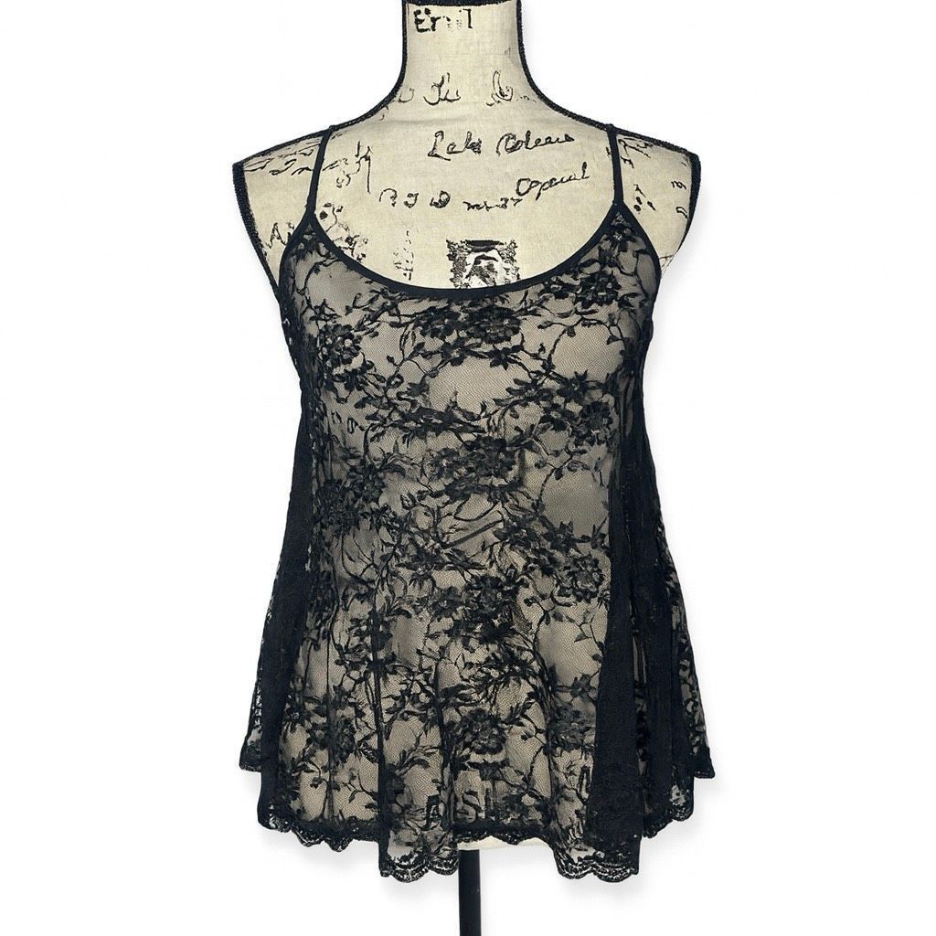 Divided H&M Divided Black Lace Sheer Flowy Tank Top Size 6 Adjustabl Size M / US 6-8 / IT 42-44 - 1 Thumbnail