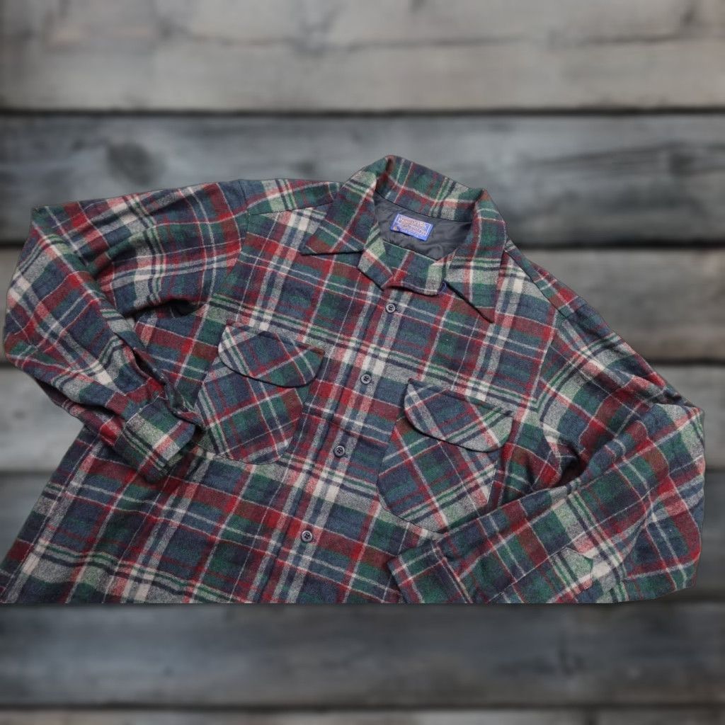 Pendleton VINTAGE Pendleton Button-Up Shirt Men Large Red Plaid Wool Board Collar 60s 90s USA Sportsman Size US L / EU 52-54 / 3 - 1 Thumbnail