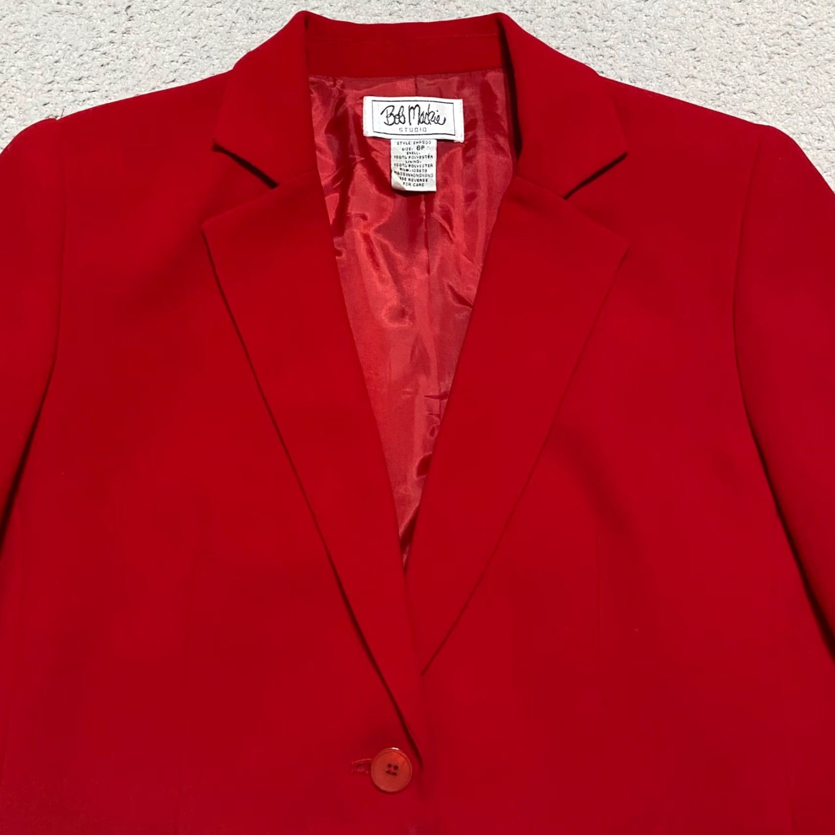 Bob Mackie Mackie Blazer Jacket 6P Women’s Petite Red Lined 1 Button Business Casual Spring Fall Winter Size M / US 6-8 / IT 42-44 - 6 Thumbnail