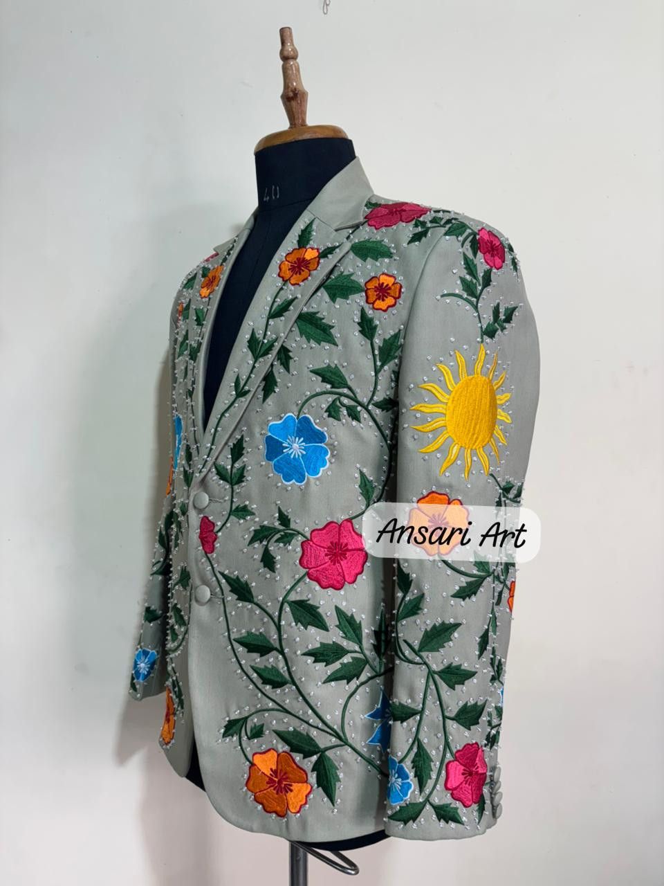 Other Men 2PC Customized floral embroidery cocktail prom outfits Size 46L - 3 Thumbnail