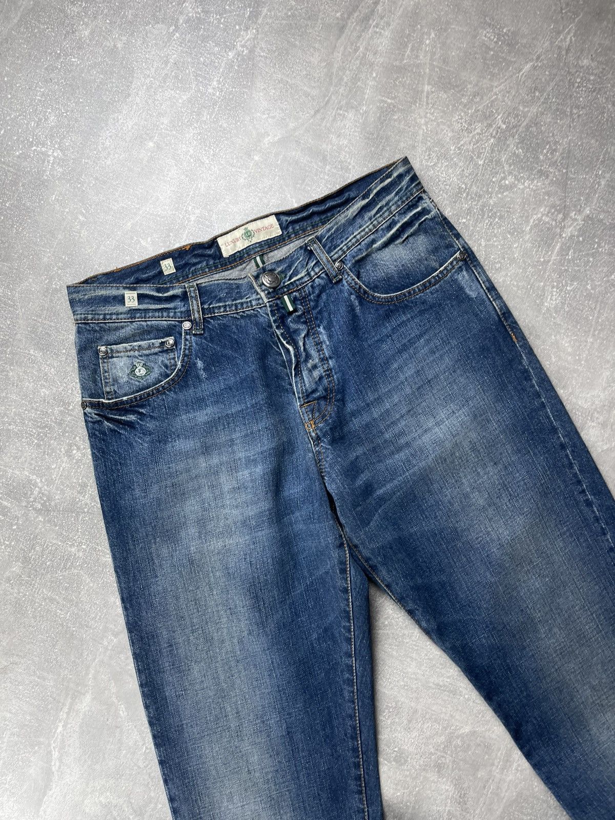Luigi Borrelli Luigi Borrelli Luxury Distressed Denim Jeans Blue Size US 33 - 8 Thumbnail