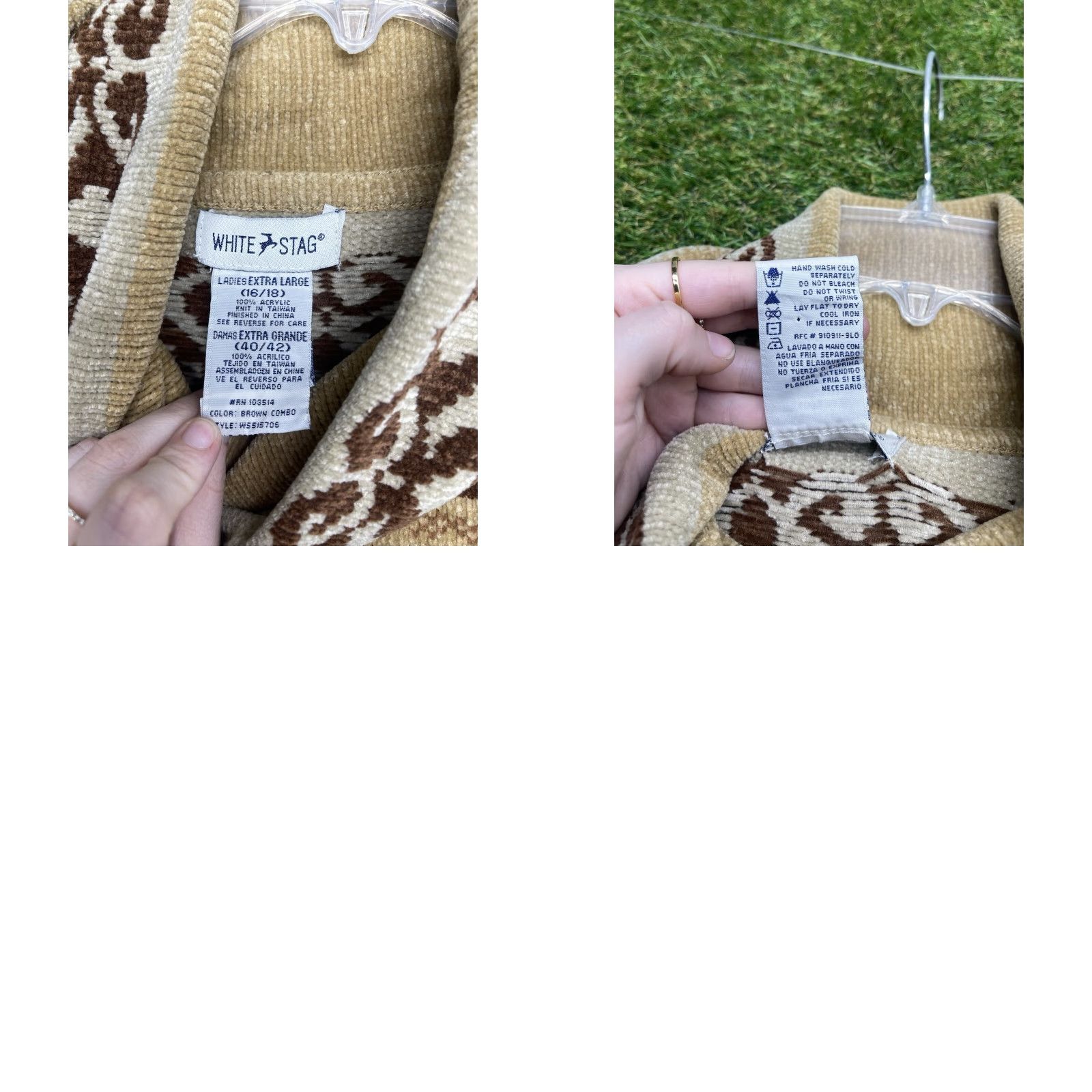 Vintage VINTAGE White Stag Sweater Womens XL Striped Angora Wool Nylon Turtleneck 90s Grandma Pullover Size XL / US 12-14 / IT 48-50 - 8 Thumbnail