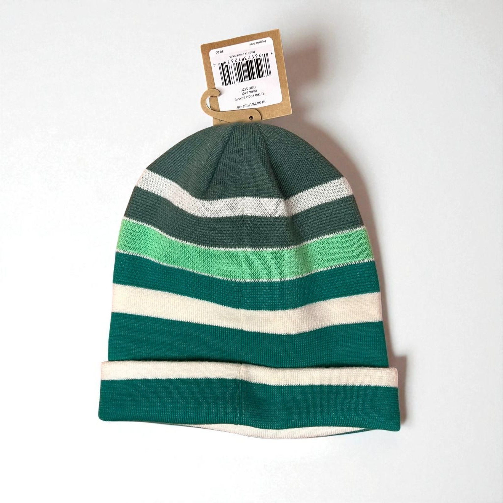 The North Face The North Face Retro Logo Beanie Dark Sage Striped Knit One Size ONE SIZE - 3 Thumbnail