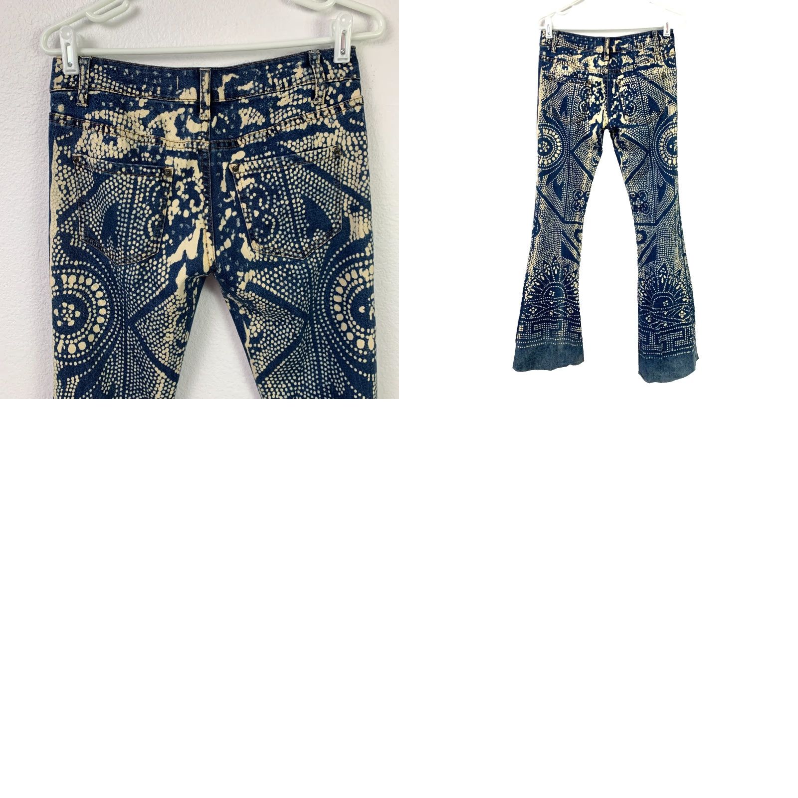 Free People VINTAGE Free People Jeans Flared 5-Pocket Denim Bohemian Festival Indigo 26 Womens Regular Inseam 32.5" Blue Rise Low 6.5-8.5" Button Zip Size 26" / US 2 / IT 38 - 8 Thumbnail