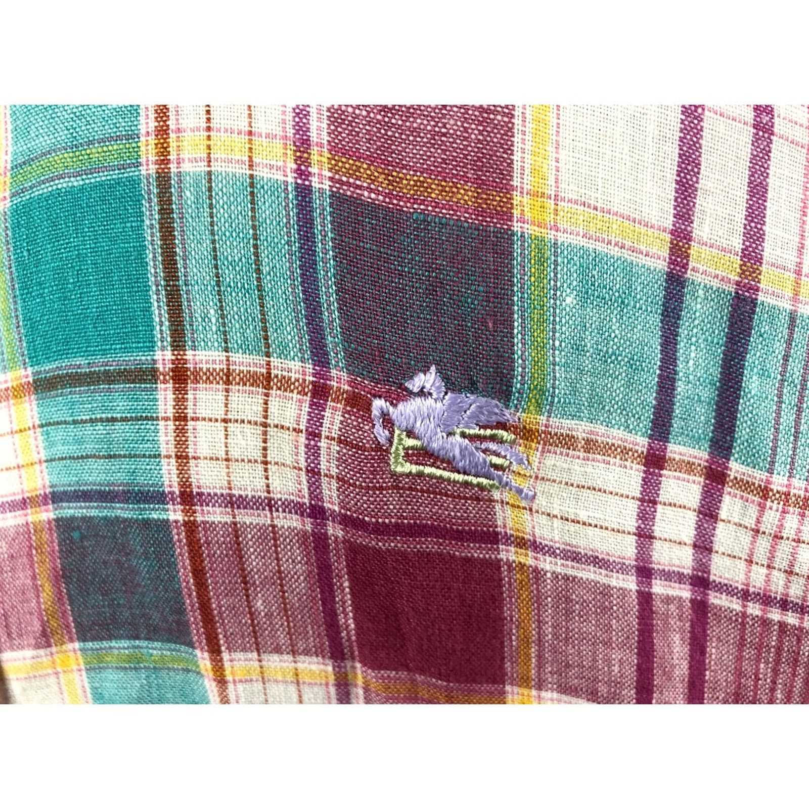 Etro ETRO Men's Long Sleeve Shirt Multicolor Linen Check Size 44 Casual Button-Up Size US XXL / EU 58 / 5 - 7 Thumbnail