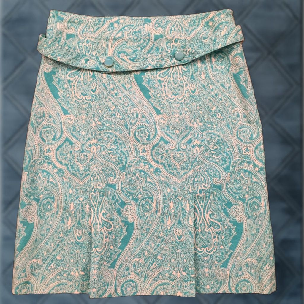 Talbots Talbots Skirt Women Size 6 Blue Paisley Belted Pencil Knee Length Unlined Size 28" / US 6 / IT 42 - 1 Thumbnail