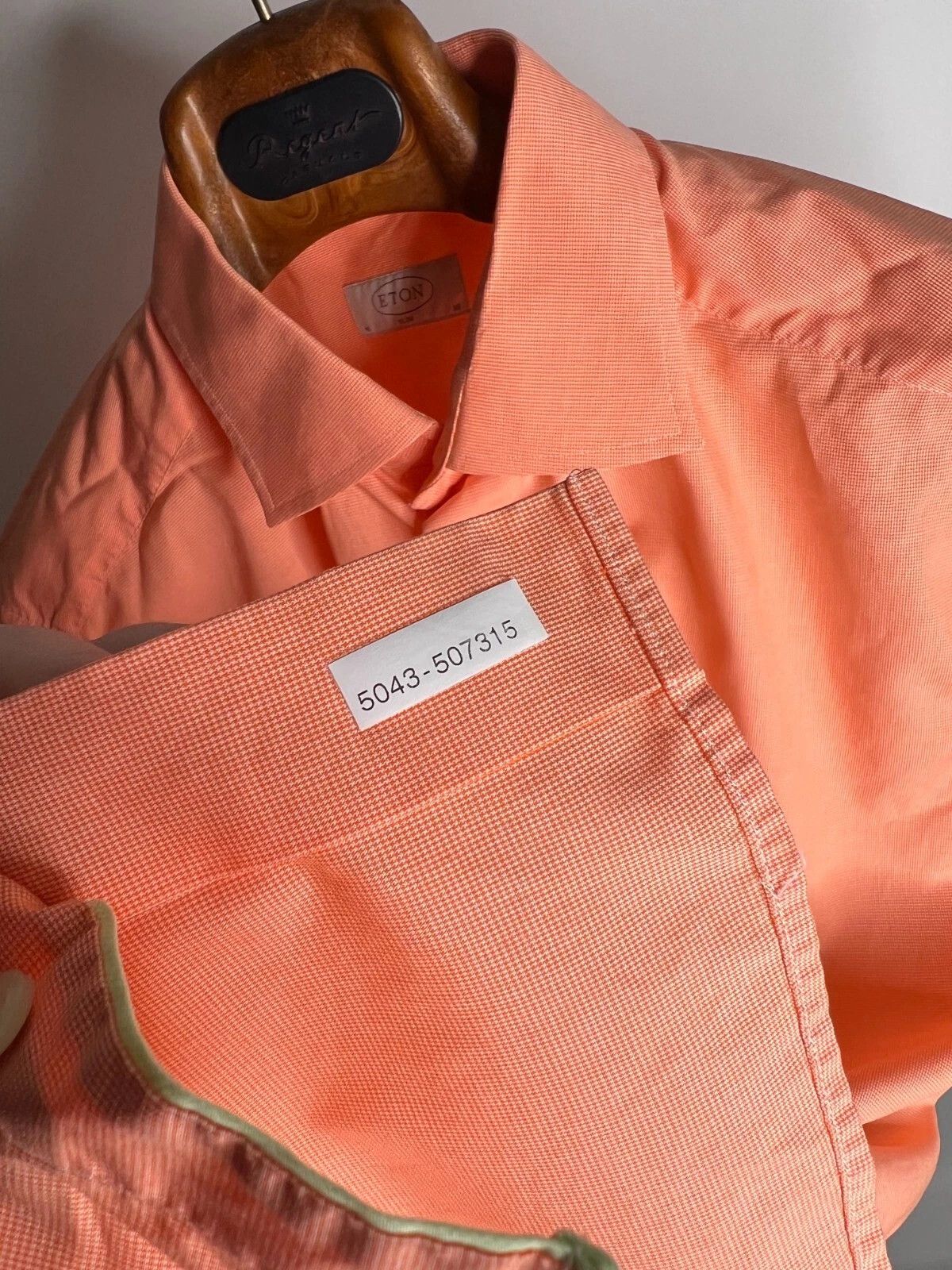 Eton Eton Slim Mens Dress Shirt Orange White Micro Houndstooth Size US M / EU 48-50 / 2 - 10 Thumbnail