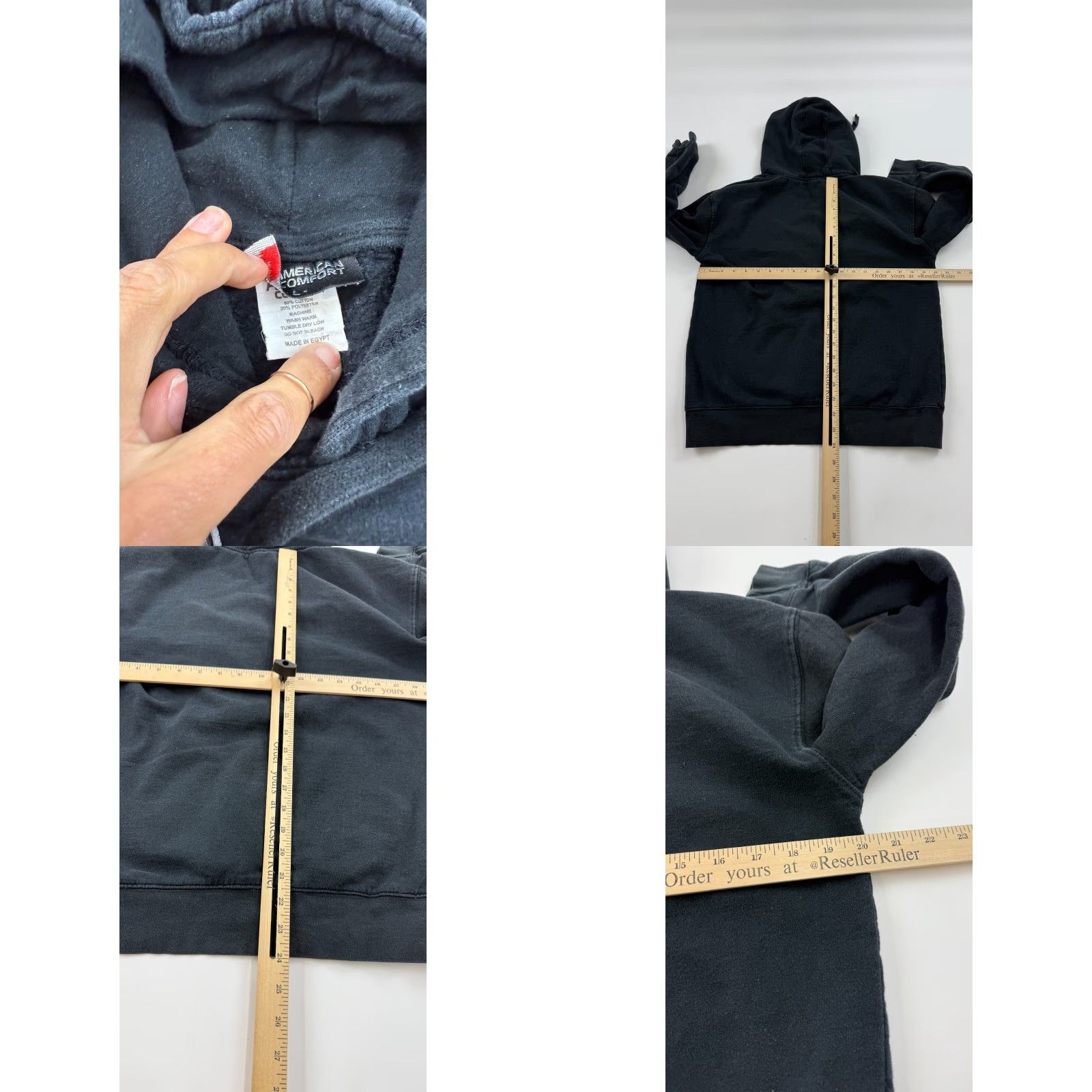 Vintage American Comfort Hoodie Sweatshirt Womens L Black Graphic Print 2 Face Bad Bunny Hooded Pullover with Pockets Size L / US 10 / IT 46 - 8 Thumbnail