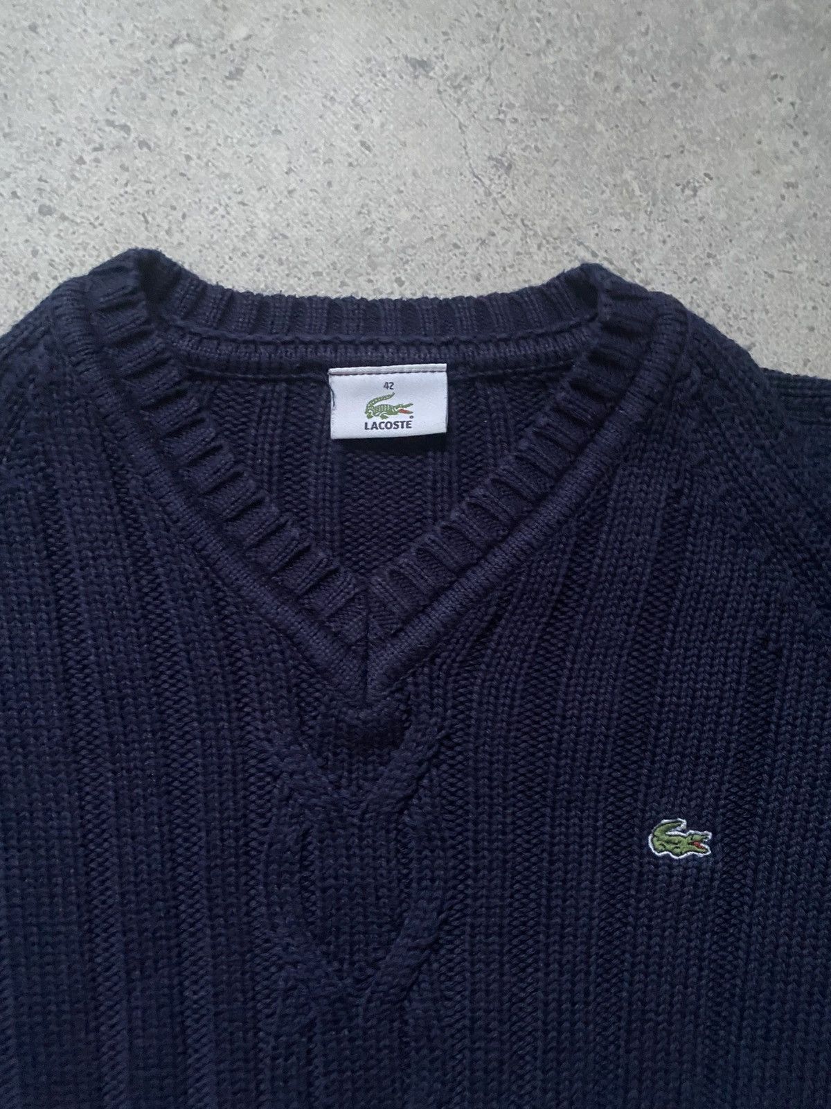 Lacoste Vintage Lacoste Sweater Size 42 Blue Pullover Knit V-Neck Size L / US 10 / IT 46 - 2 Thumbnail