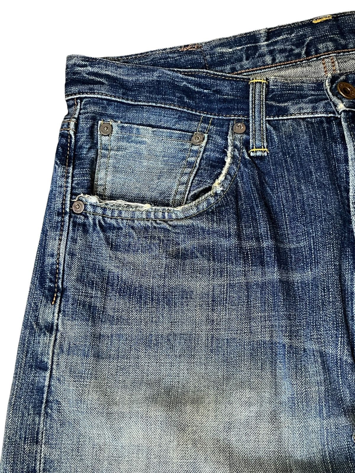 Edwin RIP🔥VINTAGE EDWIN 505-Z BUTTON FLY DISTRESSED SELVEDGE DENIM Size US 32 / EU 48 - 5 Thumbnail