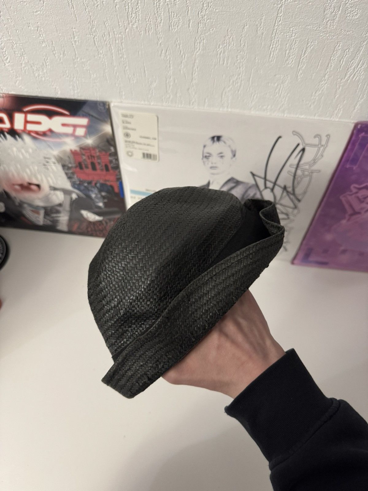 Gucci Gucci Black Woven Straw Hat Archive Luxury Avant Garde style Size ONE SIZE - 8 Thumbnail